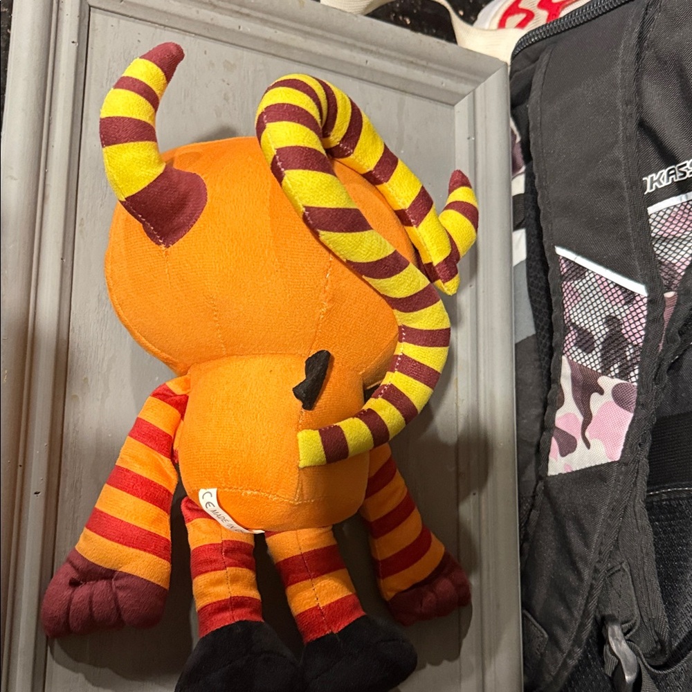 Plush Monster Toy in Orange, Red & Yellow - Kids Stuffed Animal - Picture 2 of 3